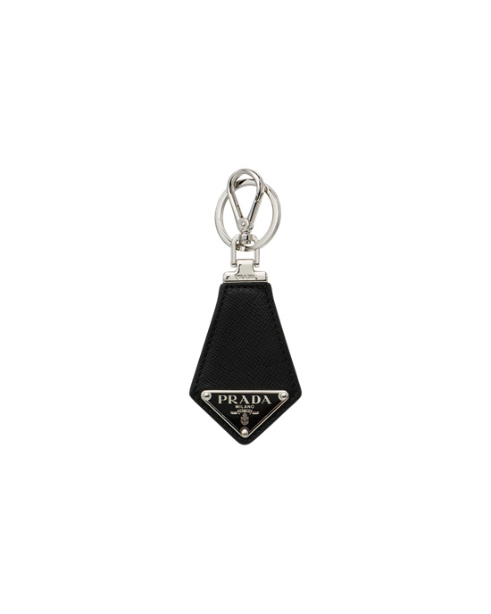 Prada Saffiano Lær Keychain Svarte | 760-AREWGP