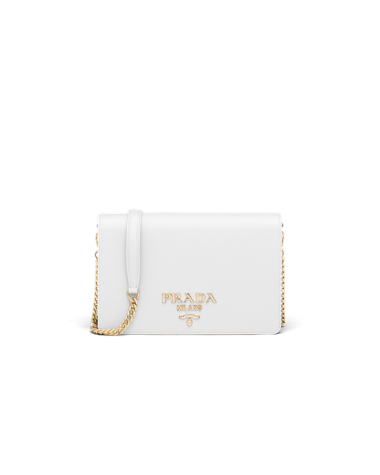 Prada Saffiano Lær Mini Bag Hvite | 867-THQSUW