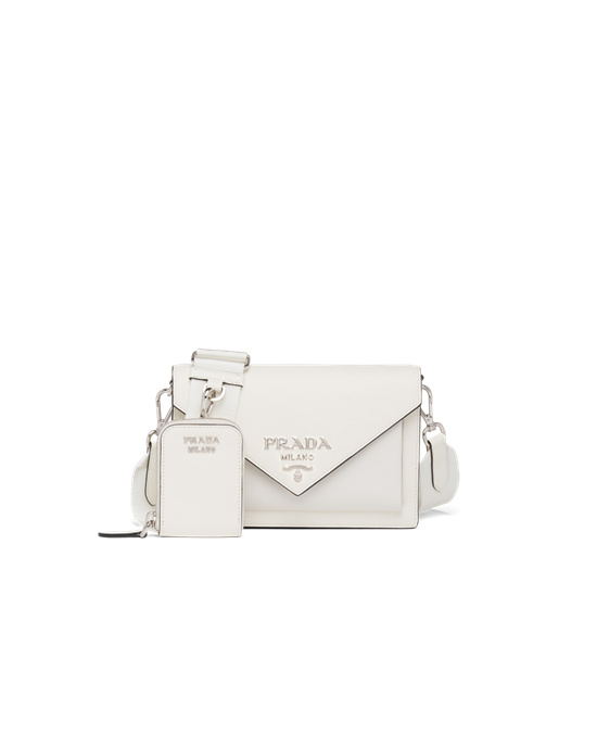 Prada Saffiano Lær Mini Envelope Bag Hvite | 530-SQONKW