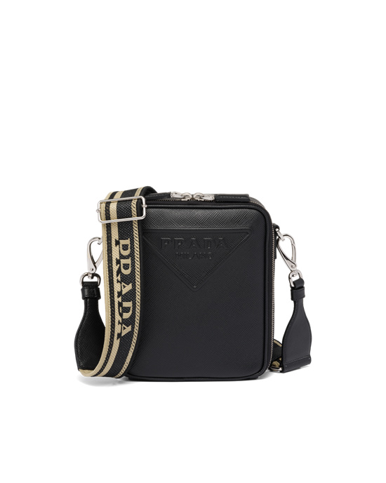 Prada Saffiano Lær Shoulder Bag Svarte | 637-VIJNHT