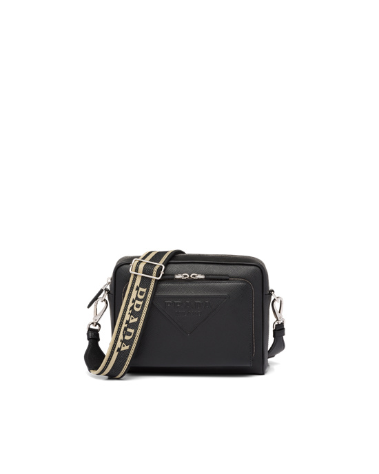 Prada Saffiano Lær Shoulder Bag Svarte | 645-MAGZFR