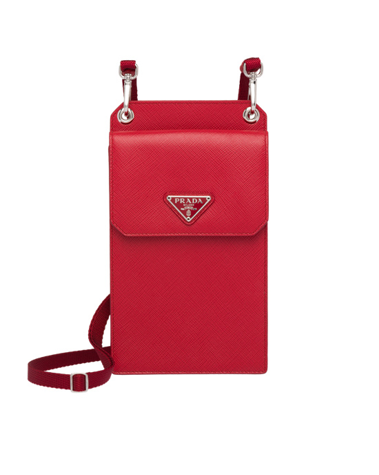 Prada Saffiano Lær Smartphone Case Rød | 342-TMSXKB