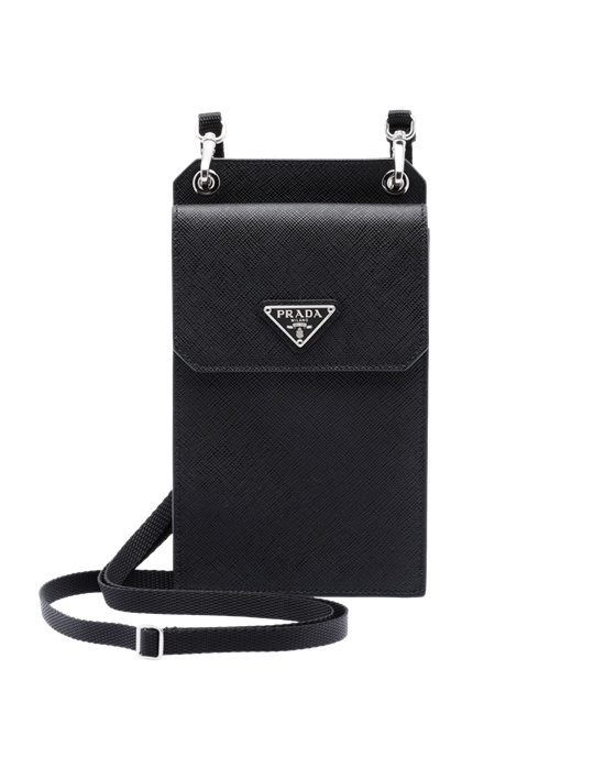 Prada Saffiano Lær Smartphone Case Svarte | 365-XNVLBJ