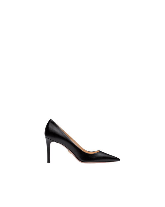 Prada Saffiano Textured Patent Lær Pumps Svarte | 648-LZVWXA