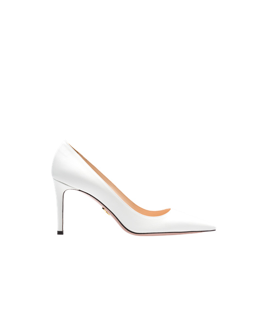 Prada Saffiano Textured Patent Lær Pumps Hvite | 693-DKOFRX