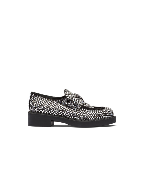 Prada Satin Loafers With Crystals Crystal | 312-CMPEZV