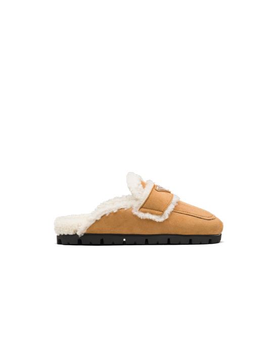 Prada Shearling Slippers Cognac | 013-LXVJBU