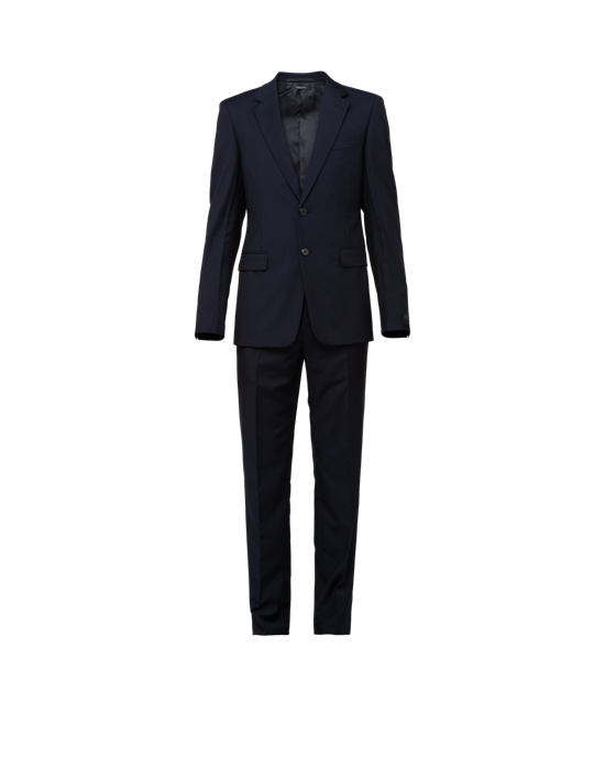 Prada Single Breasted Wool And Mohair Suit Marineblå | FNZIWK974