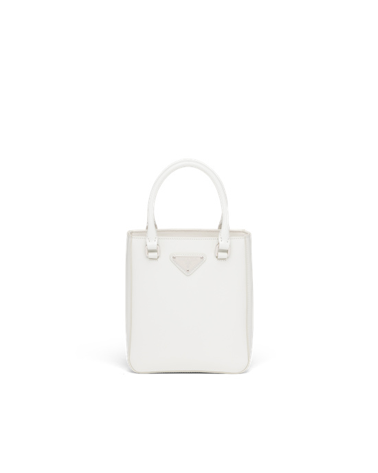 Prada Small Brushed Lær Tote Hvite | SHNFUO192