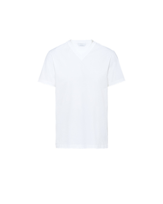 Prada Stretch Bomull T-shirt Hvite | EGHJRI427