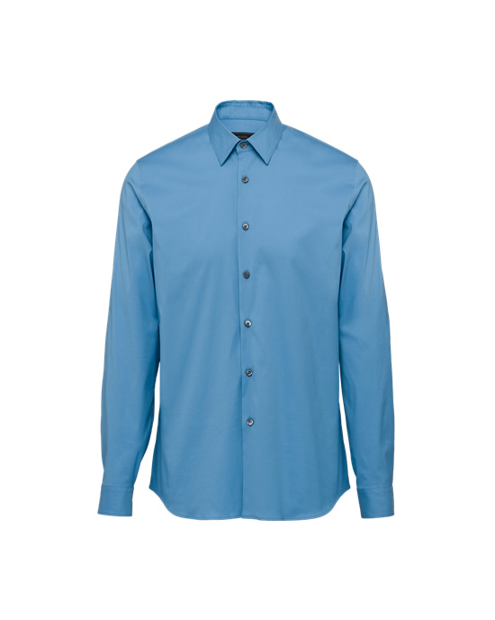 Prada Stretch Poplin Shirt Celeste | 896-BASTFD