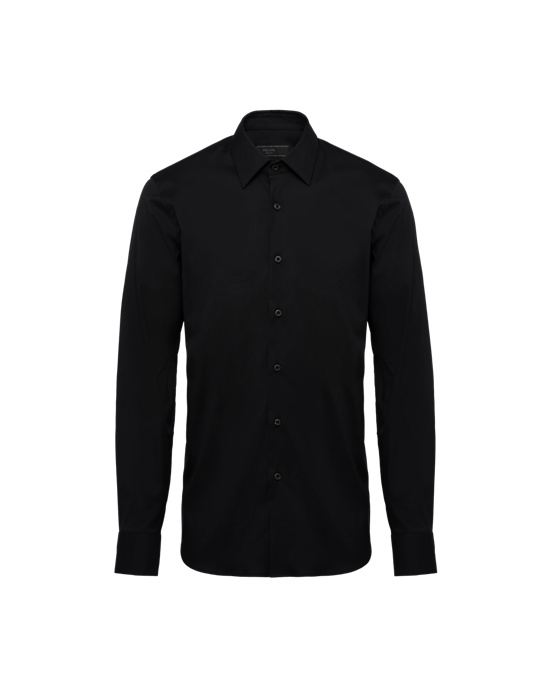 Prada Stretch Poplin Shirt Svarte | 698-OJSAKN