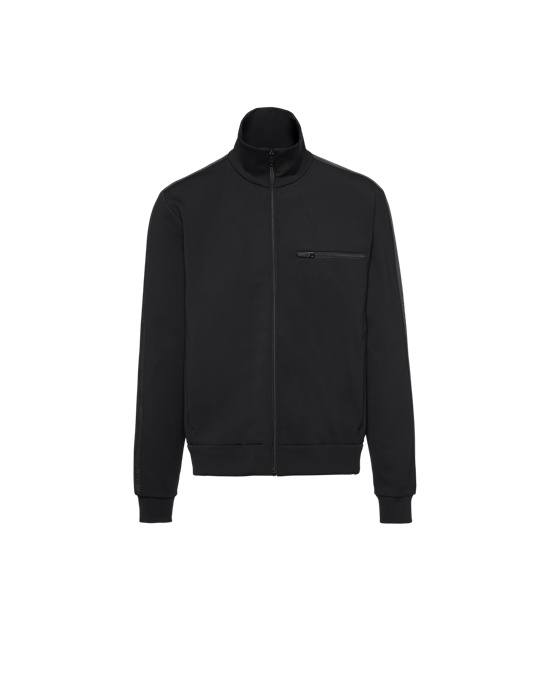 Prada Technical Fleece Jacket Svarte Svarte | 974-FZVTNS